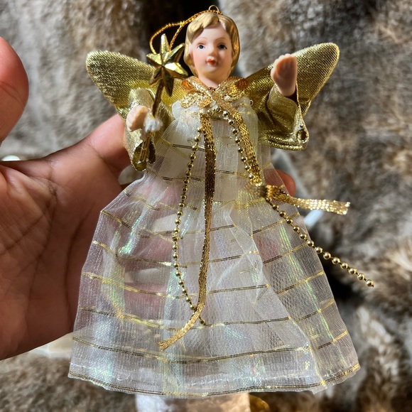 Vintage Victorian Angels Ornaments /tree Topper Porcelain White Gold Lace Lot 4 - Picture 7 of 12